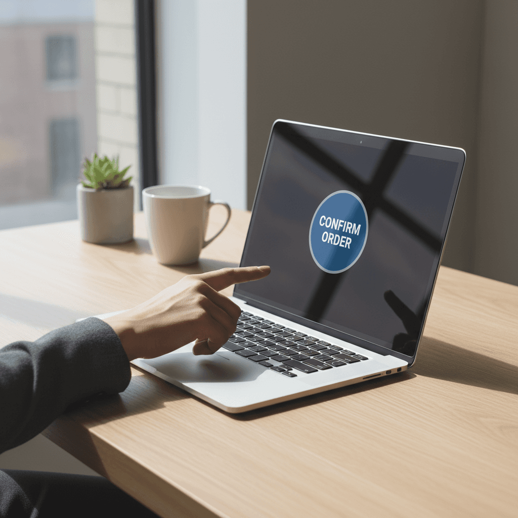 Hand clicking a call-to-action button