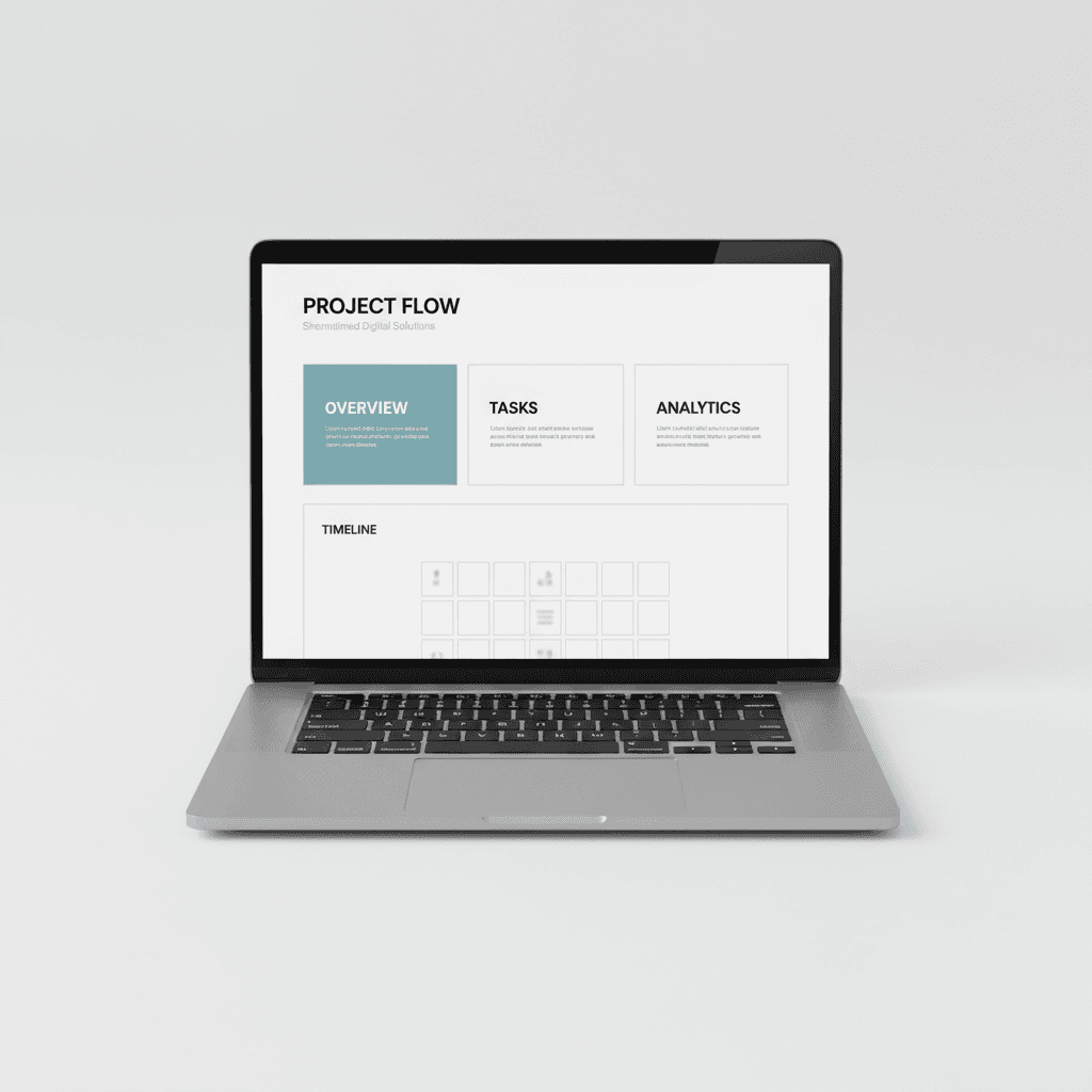 Minimal website layout on laptop